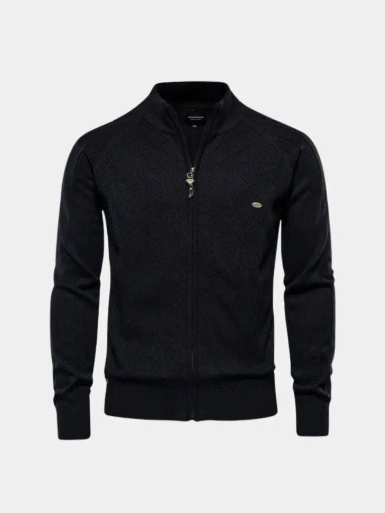 MAXIME | Cardigan zippé en maille texturée — coupe taillée