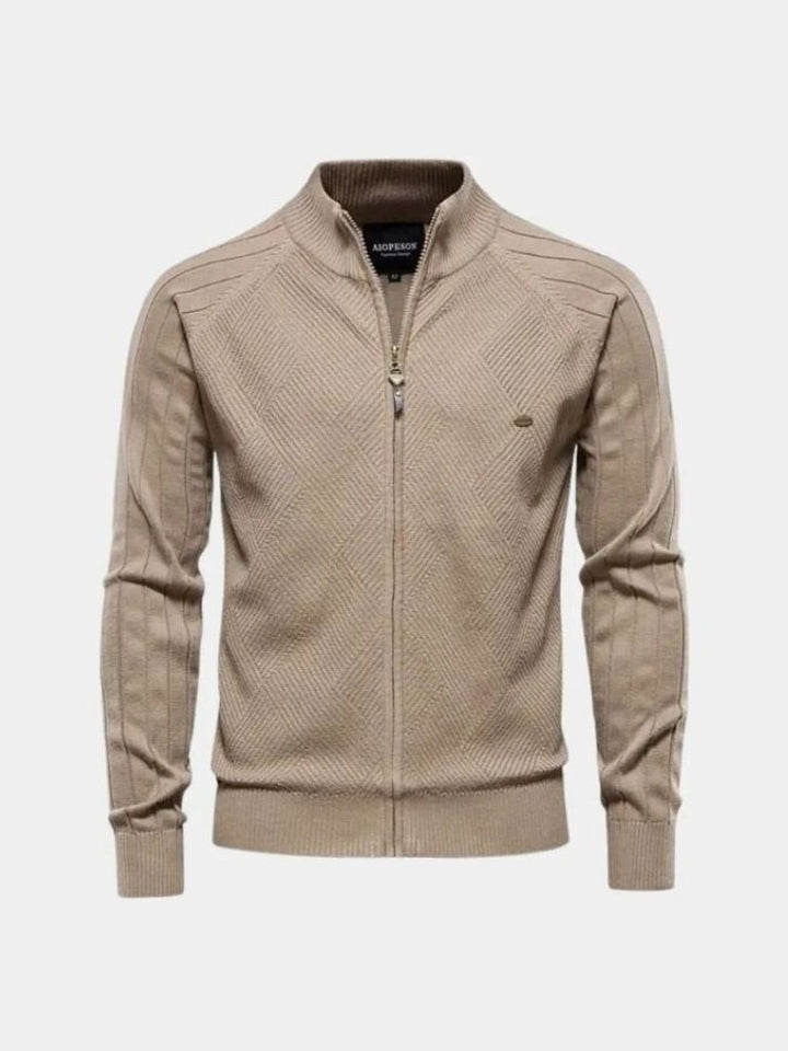 MAXIME | Cardigan zippé en maille texturée — coupe taillée