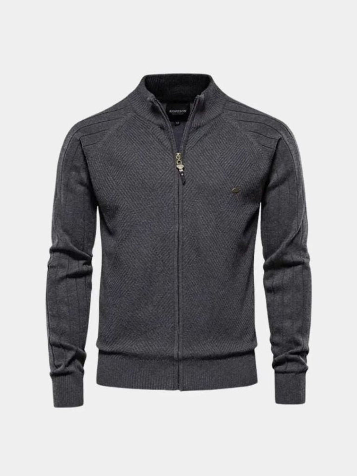 MAXIME | Cardigan zippé en maille texturée — coupe taillée