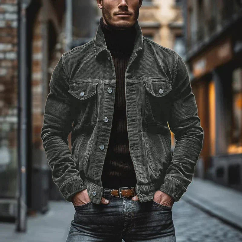 VESTE EN VELOURS CÔTELÉ RÉTRO POUR HOMME