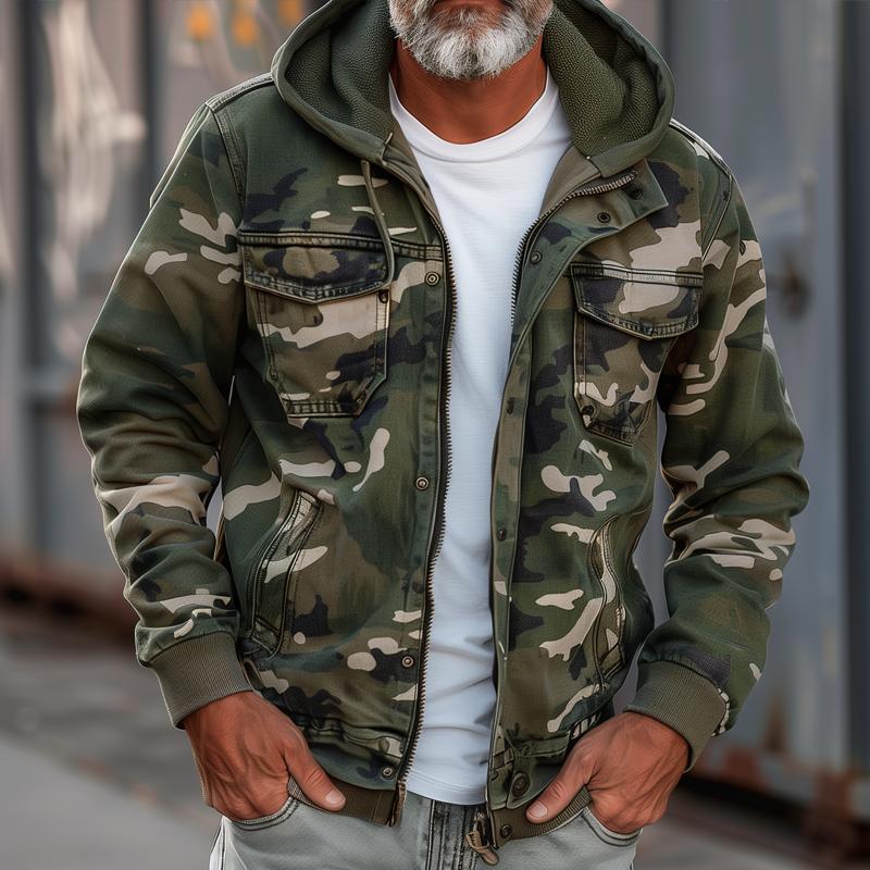 VESTE À CAPUCHE STYLE MILITAIRE POUR HOMME