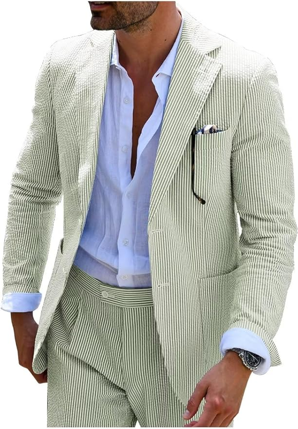 COMPLET ÉTÉ À RAYURES (PANTALONS + VESTE)