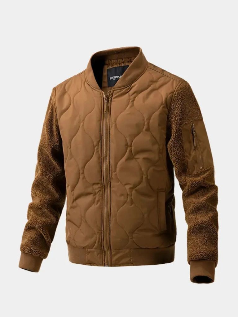 LÉOPOLD | Blouson aviateur matelassé — manches en maille moutonnée