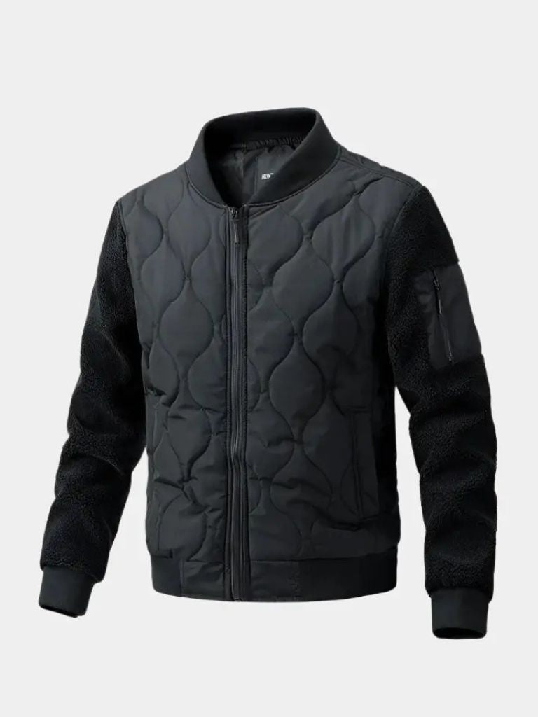 LÉOPOLD | Blouson aviateur matelassé — manches en maille moutonnée