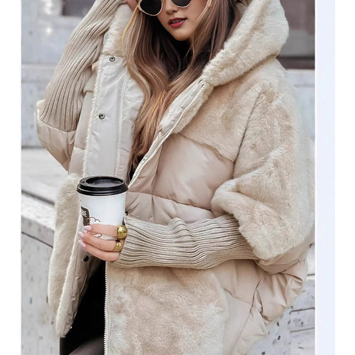 Camille Cannes | Veste puffer oversized pour femmes avec capuche en design patchwork