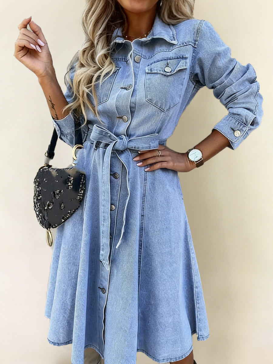CORALIE | Robe en Jean à Manches Longues