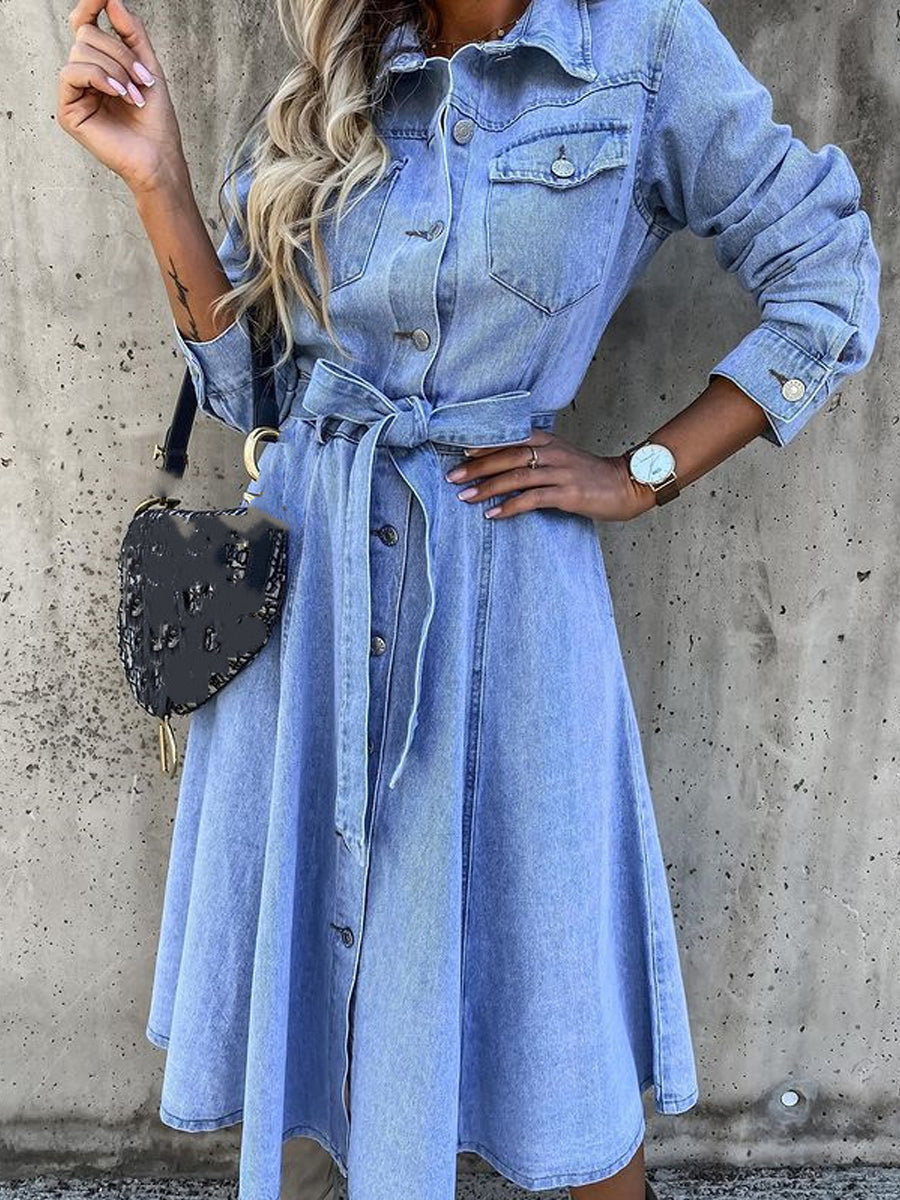 CORALIE | Robe en Jean à Manches Longues