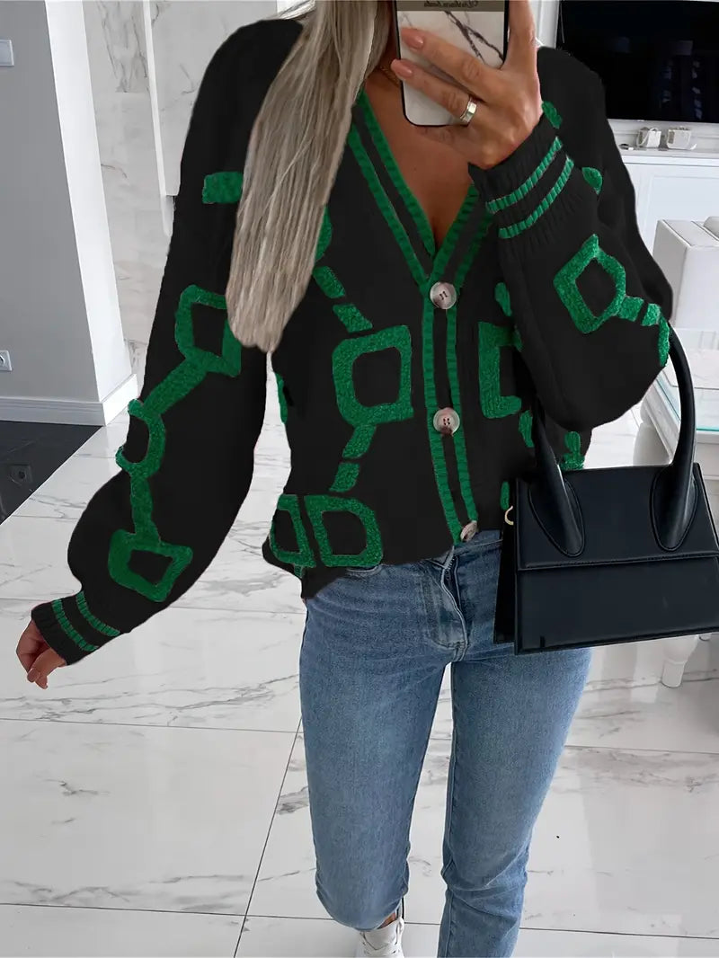 Camille Cannes | Cardigan géométrique multicolore