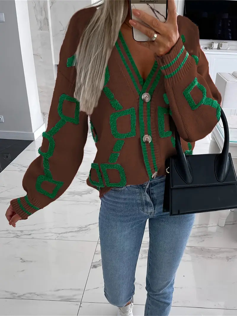 Camille Cannes | Cardigan géométrique multicolore