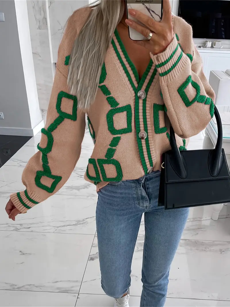 Camille Cannes | Cardigan géométrique multicolore