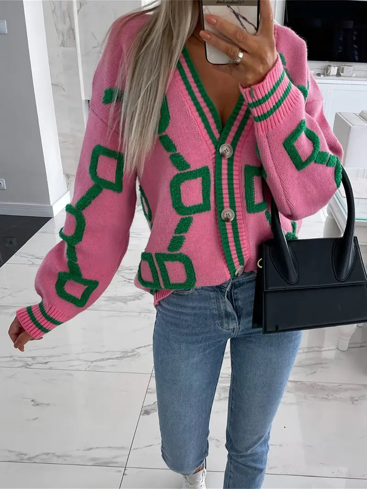 Camille Cannes | Cardigan géométrique multicolore