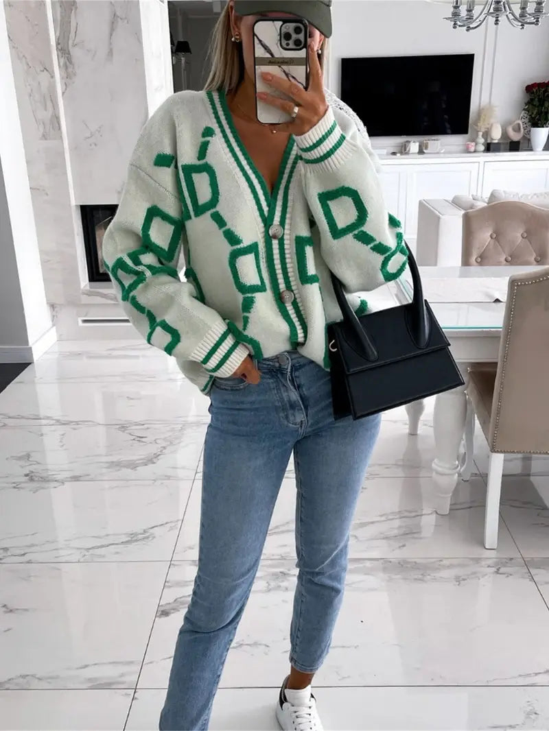 Camille Cannes | Cardigan géométrique multicolore