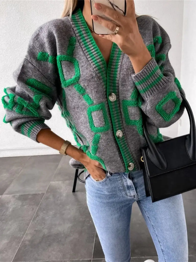 Camille Cannes | Cardigan géométrique multicolore