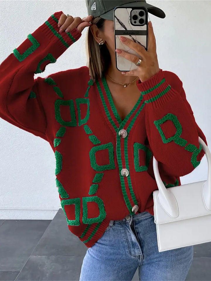 Camille Cannes | Cardigan géométrique multicolore
