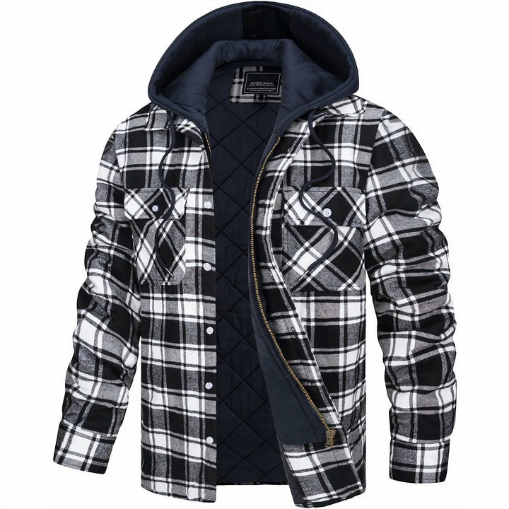 VESTE À CARREAUX AVEC CAPUCHE