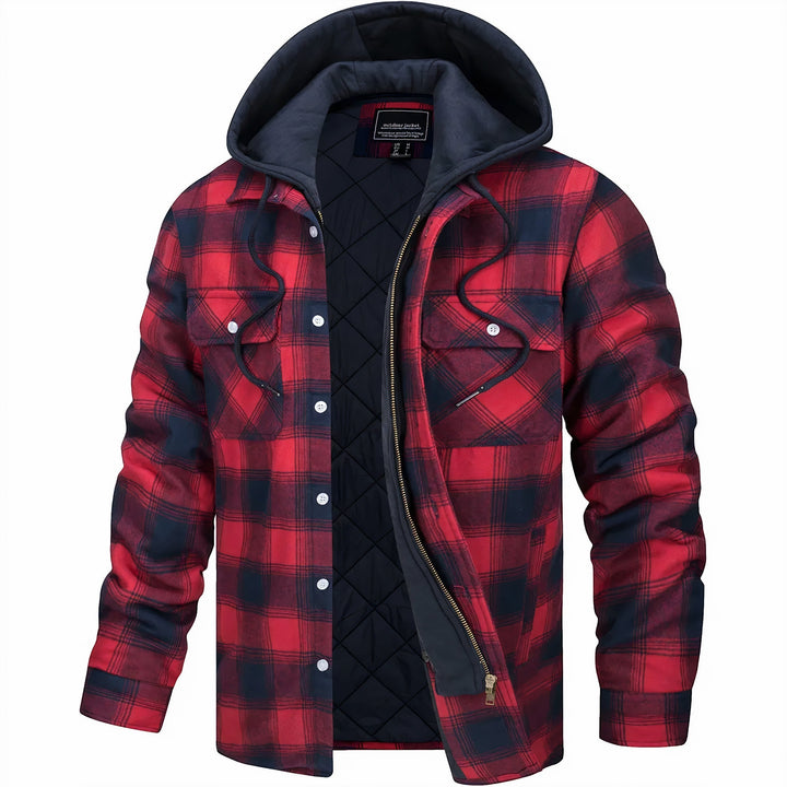 VESTE À CARREAUX AVEC CAPUCHE