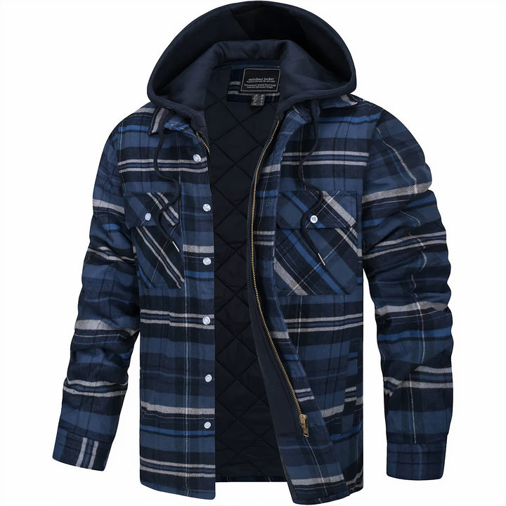 VESTE À CARREAUX AVEC CAPUCHE
