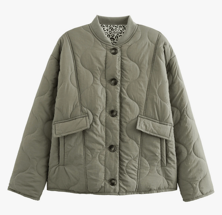 Camille Cannes | Veste matelassée chaude avec détail léopard