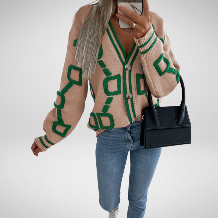 Camille Cannes | Cardigan géométrique multicolore