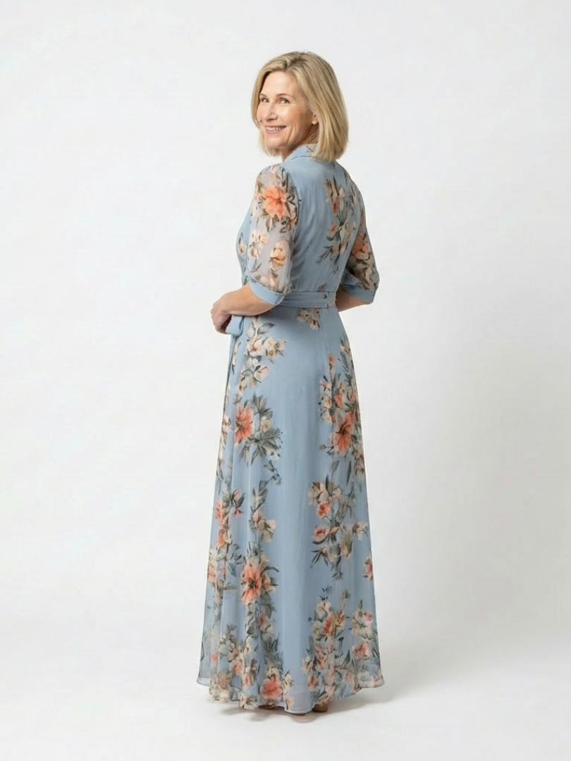 Elowen | Robe Maxi Fleurie à Enveloppe et Décolleté V