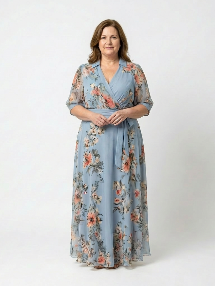 Elowen | Robe Maxi Fleurie à Enveloppe et Décolleté V