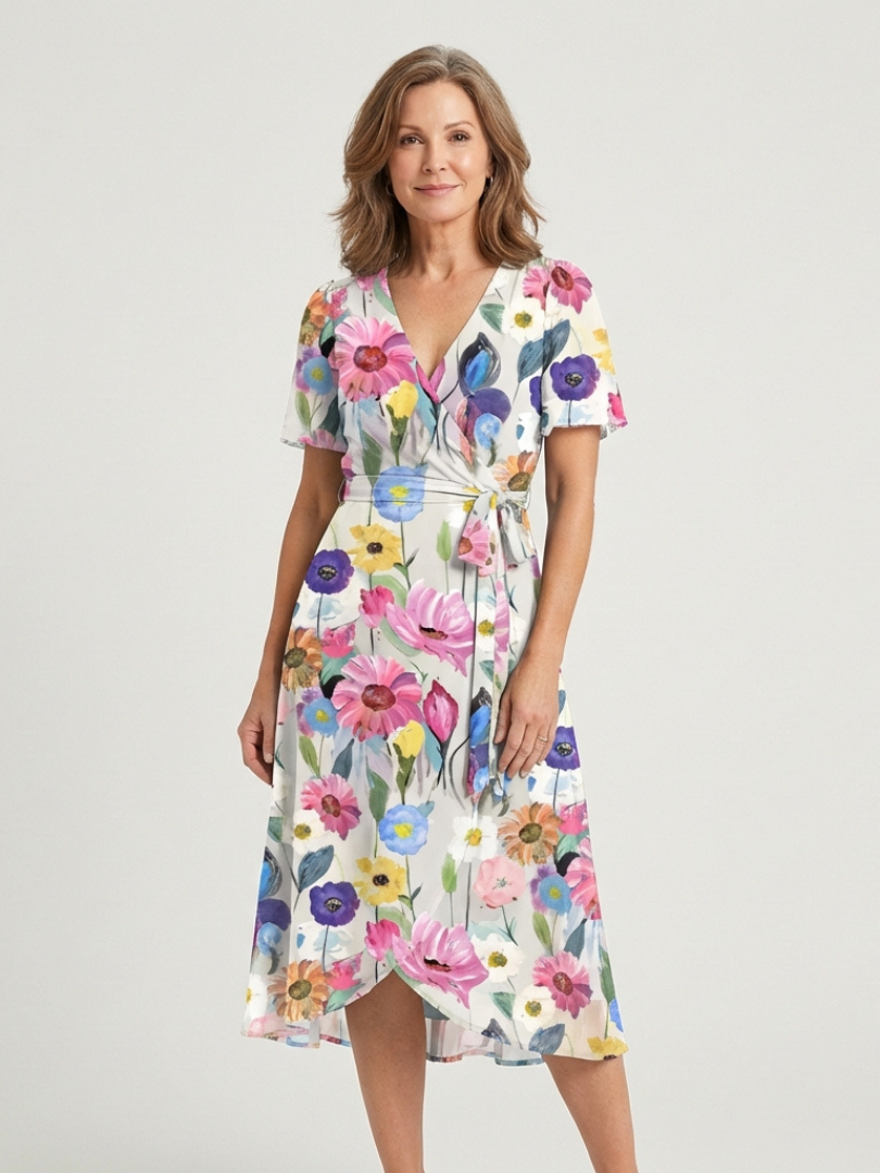 Zafrina | Robe Midi à Motif Abstrait